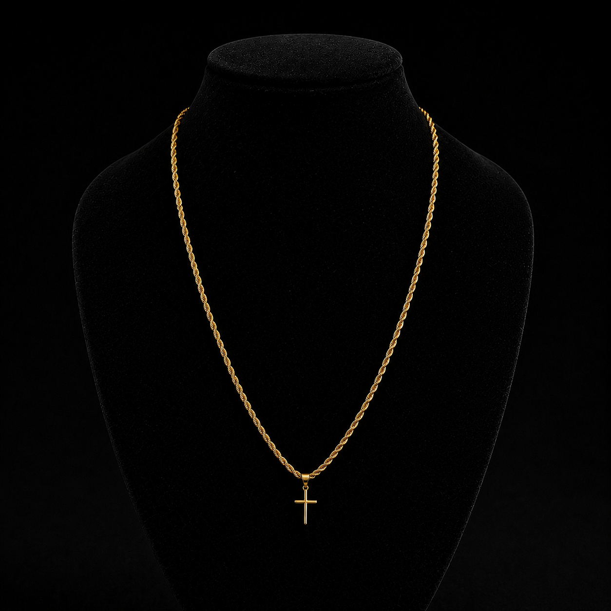 Conjunto Cadena Torzal Oro + Cruz 10K